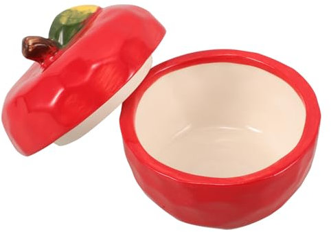 TOPPERFUN Ceramic Apple Storage Jar with Lid Unique Holiday Decoration for Food Storage Candles and Trinkets Cute Animal Sugar Bowl for Tea Cookies and Sugar Christmas