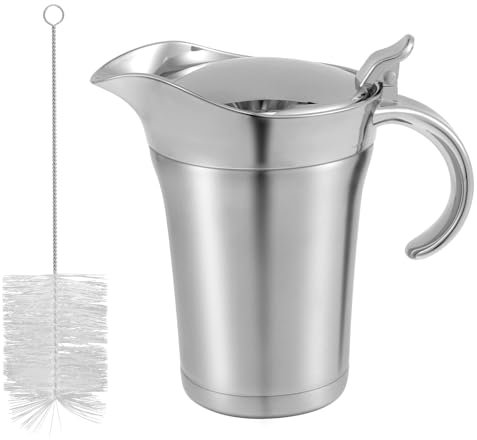 Gravy Boat with Lid, 750ml Stainless Steel Gravy Jug, Double Wall Insulated Thermal Pot, Serving Jug for Sauce, Custard & Cream