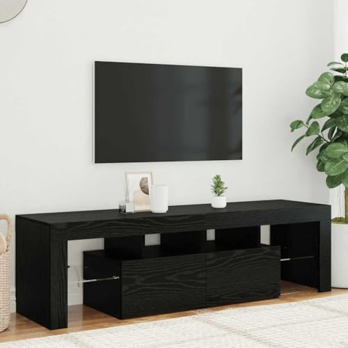 RMIHSJG TV-Schrank mit LED-Leuchten Schwarz Eichen-Optik wohnzimmerschrank Fernseher Tisch tv Cabinet Fernsehtisch 140x36,5x40 cm
