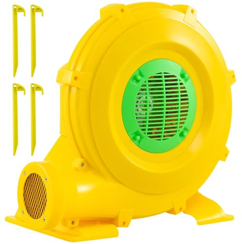 FANTASK Bomba de Ventilador para Castillo Hinchable, 850 W, para Juguetes inflables, soplador con Mango y Anclaje al Suelo