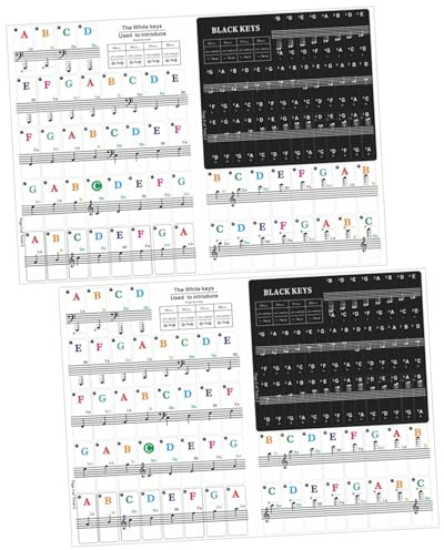 ARTSEWPLY 2 Sätze Klavier Keyboard Sticker Abnehmbar für Anfänger Transparente Notenetiketten für Tasten kein Kleberückstand Leicht Anzubringen Entfernen Robustes Material Praktisches