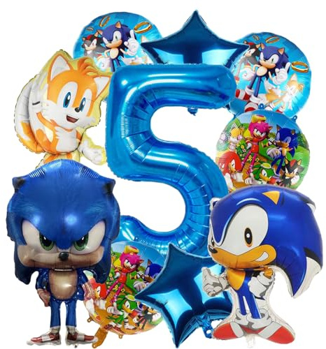 10pcs Deko Geburtstag Kinder, Luftballons Alufolie Kindergeburtstag Deko, 5 Jahre Luftballons Geschenk für Jungen und Mädchen