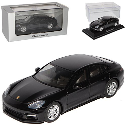 alles-meine.de GmbH Porsche Panamera G2 2. Generation Tief Schwarz Metallic Ab 2016 1/43 Herpa Modell Auto mit individiuellem Wunschkennzeichen