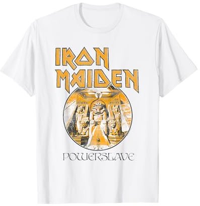 Iron Maiden Powerslave Circle White/Baby Blue T-Shirt