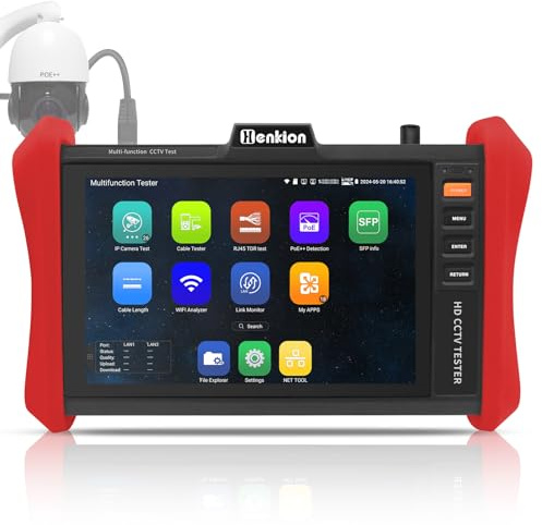 Henkion CCTV-Tester Monitor 4K 12MP ip kamera tester POE++ Max. 90W POE-Kameratest 8 1920x1200 IPS-Touchscreen 1CH SFP-Modul WLAN-Netzwerk-Tools Kabeltest POE-Erkennung Energiemanagement App-Updates