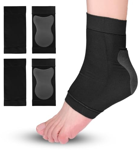 XdealCozyxc 2 Pairs Silicone Heel Protectors, Gel Heel Socks for Men and Women (Black)