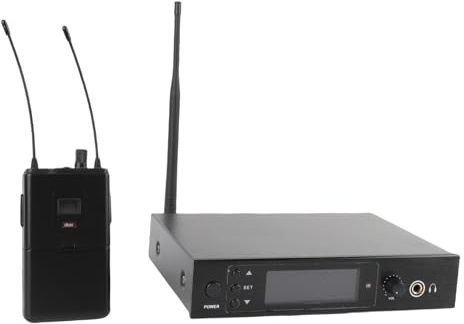 Plyisty IEM Wireless, di Monitoraggio Auricolare UHF Professionale con Display LCD e Ricevitore a per Musicisti di Band Che Si Esibiscono Sul Palco (Spina europea)