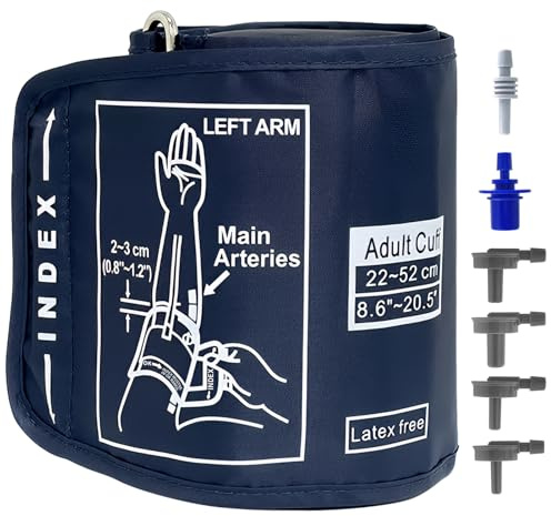 Extra Large Blood Pressure Cuff for Omron BP Monitors 22-52CM Big Arm | Adjustable XL Compatible with Other BP Monitors for Adult, Includes 6 Universal Interface Blue (BP Cuff Included Only)