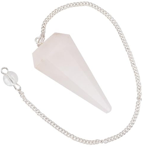 GURU SHOP Handgefertigtes Halbedelsteinpendel mit Kugel, 20 cm | Einzigartiges Pendel, Bergkristall, inbegriffen Stoffbeutel, ideal für Esoterik und Meditation.
