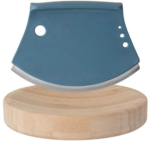 BergHoff Kräuterschneide Set Leo (Wiegemesser + Holzbrett Bambus, zum hacken von Kräutern, inkl. Kräuterrupfer, für Thymian, Rosmarin, Klinge aus Edelstahl) 3950021