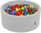 KiddyMoon Piscine À Balles pour Bébé Rond 90X40cm/300 Balles 7Cm Fosses À Boules Jouet Enfant, Gris Clair:Jaune/Vert/Bleu/Rouge/Orange