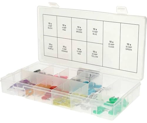 KS Tools 970.0740 Assortment of mini fuses, 2-30A, 100 pcs.