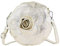 modamoda de T225 Damen Leder Umhängetasche Abendtasche Clutch Blüte Klein handmade in Italy, Farbe:Lightgold Metallic