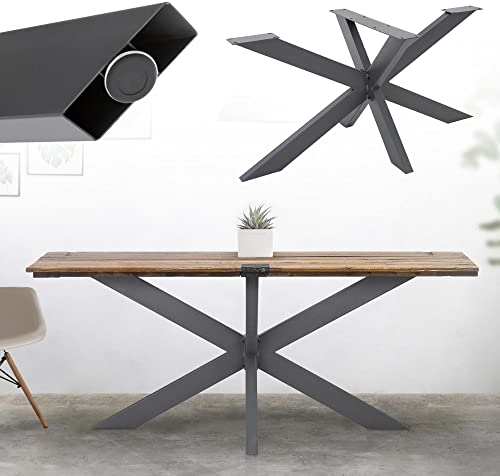 ML-Design Pata de Mesa Industrial Cruzadas 78x71x120cm Antracita Diseño Araña Forma X Patines Metálicos para la Base de Encimera Acero con Recubrimiento Polvo Pies Soporte Auxiliar Decorativo de Hogar