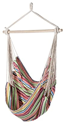 Island Retreat Boho Breeze Swinging Bungalow Chair - Coral Stripe