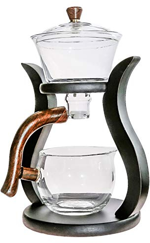 Aoheuo Lazy Kungfu - Juego de té de vidrio con cubierta giratoria de agua semiautomática (bambú)