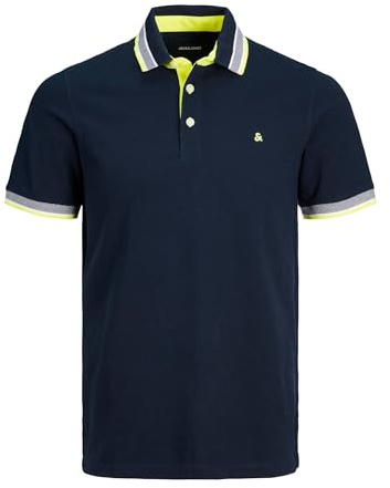 JACK & JONES Herren Poloshirt JJEPAULOS - Relaxed Fit Plussize XXL-8XL Baumwolle, Größe:4XL, Farbe:Dark Navy NEON 12143859