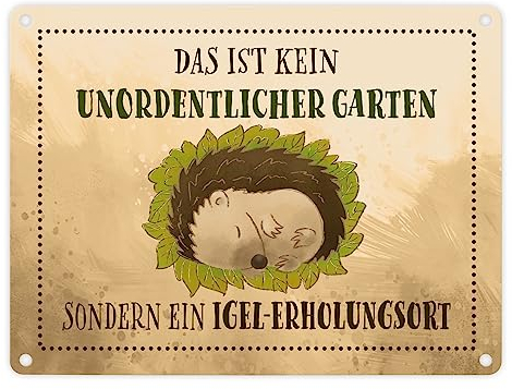 Das ist kein unordentlicher Garten sondern ein Igel-Erholungsort Metallschild in 15x20 cm Dekoration für den Garten um allen zu zeigen das man nicht zu faul ist den Garten zu