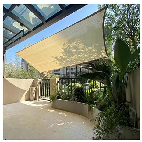 LIGUOYI Beige Sonnensegel Rechteckig Sonne Schatten Segel, Block 90% UV Seitenmarkise Blickdichte Wind- Und Atmungsaktiv,Garten Balkon Und Terrasse Pergola, Decking Sonnensegel Balkon (Size : 4x6m)