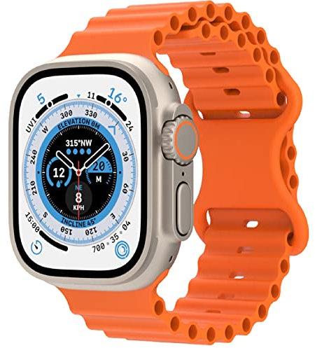 VeveXiao Ocean silicone Cinturino compatibile con Apple Watch Ultra Band 41mm 40mm 38mm, Morbido Traspirante Cinturino Sportivo di Ricambio per iWatch Serie 8 7 6 5 4 3 2 1 SE , arancione