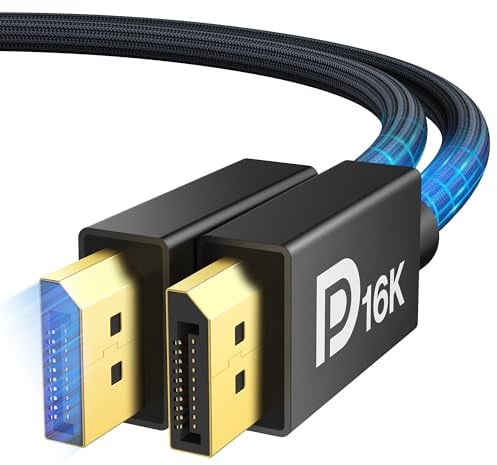 IVANKY 80Gbps Displayport Cable 2.1, 16K DP Cord [16K@60Hz,8K@240Hz,4K@540Hz 480Hz 240Hz], Display Port 2.1 Cable Support HDR10, HDCP, DSC 1.2a, for 5090,7900Graphics/PC/TV/Gaming Monitor, 6.6FT