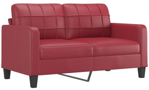 vidaXL Sofa 2 Sitzer, Couch für Wohnzimmer, Polstersofa mit Metallgestell, Loungesofa Zweisitzer Wohnzimmersofa Wohnzimmermöbel, Weinrot Kunstleder