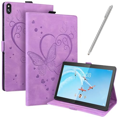 JayModCase Coque pour Lenovo Tab M10 TB-X605F/TB-X605L/TB-X505F/TB-X505L Housse Tablette avec Multi-Angle Housse Support Fonction Veille/Réveille Automatique(Pourpre)