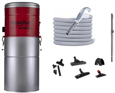 HouseVac HV-755ST-35H Molto potente, con un'alta forza di aspirazione Aspirapolvere centralizzato più accessori per la pulizia, tubo 9m, spazzole, asta
