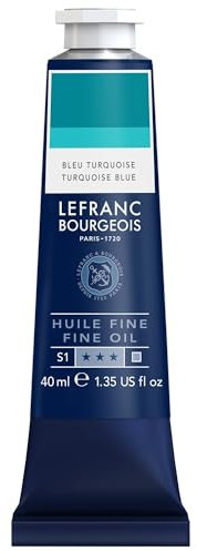 Lefranc Bourgeois 301778 Pintura al óleo fina de calidad, resistente a la luz y de consistencia uniforme, tubo de 40 ml, ideal para lienzos y tableros de pintura, Azul turquesa
