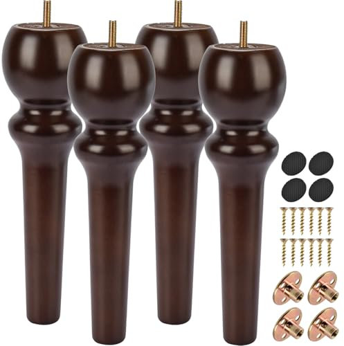 La Vane Massivholz Möbelbeine (4er Set) - 26cm Höhe, inkl. M8 Montageplatten & Schrauben - Ersatzfüße für Sofa, Schrank, Couchtisch, Ottomane und Hocker