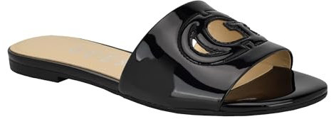 GUESS Women's Tashia Flat Sandal, Black Patent 002, 5.5 UK