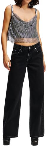 KARL LAGERFELD JEANS Damen Mid Rise Relaxed Denim Relaxed Leg, Schwarz, 3030
