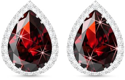 Linawe Rote Ohrringe Silber, Ohrring Stecker Ohrstecker Damen, Ohrhänger Schmuck Set, Nickelfreie Hypoallergene Modeschmuck Ohrringe, Diamonds Diamanten Ohringe Set
