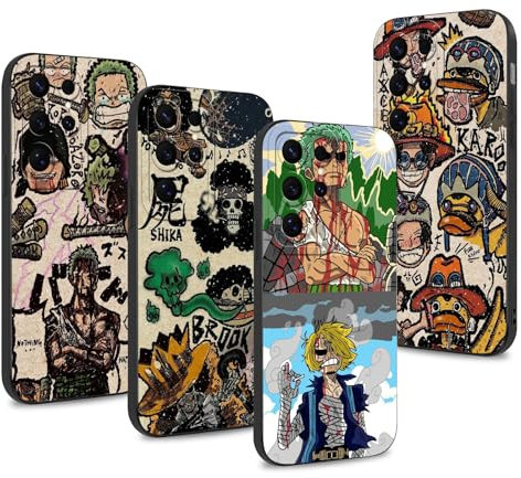 4 Stück Handyhülle für Samsung Galaxy S25 Ultra 5G Hülle 6.8'' Anime Zoro Gear 5 Sun God Nika Cartoon-Figuren Manga Muster Design Case Kameraschutz Schutzhülle TPU Silikon Weich Ultra Dünn