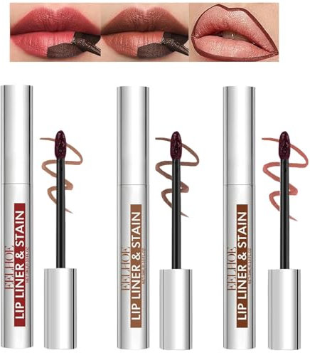 Sitovely Peel Off Lip Liner Tattoo Set, 3PCS Peel Off Lip Tint Stain, Peel Off Lip Stain Tattoo, Highly Pigmented Matte Lip Liner Makeup (Pink, M)