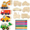 lomdung 30 Stück Auto Holz Bastelset, Fahrzeuge Bastelset mit 12 Stück Farbige Stifte, Auto Holz Deko, Holzbastelsets für Kinder, Hölzern zum Bemalen, für DIY Kinder Malen Dekoration