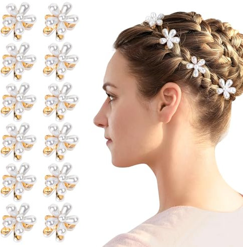 Kleine Haarspangen -12 Mini Perle Haarspangen, ideal für Frauen und Mädchen, ideal für Geburtstage und Hochzeiten.