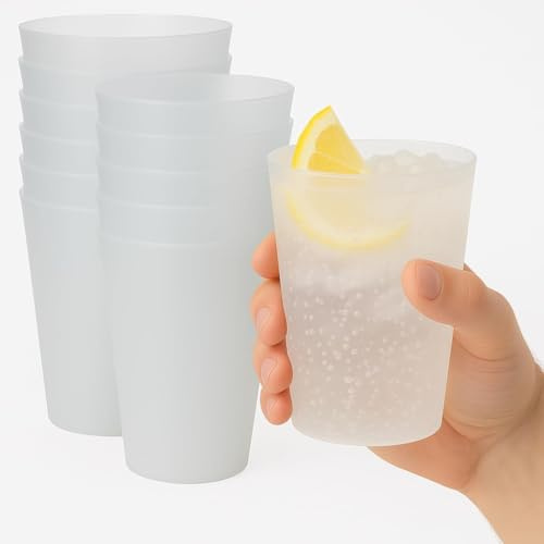 200 Vasos Reutilizables 600ml Sanjoma | Plástico Duro y Transparente Reforzado | Resistentes y Duraderos Aptos para lavavajillas | Ideales para Cubatas, Cerveza, Sidra, Fiestas y Eventos | Sin BPA