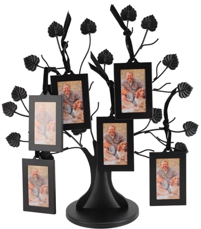 OVAQUIXI Innovativa Cornice per Foto con Albero Genealogico con 6 Cornici Sospese, Materiale in Ferro di Alta qualità, Ideale per Occasioni Speciali, Design Multifunzionale per Esposizione da Parete