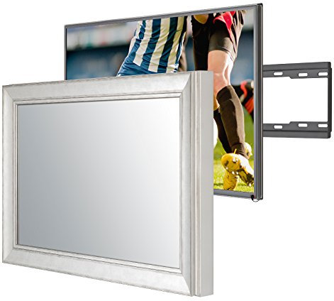 Handmade Framed Mirror TV with 32 inch Smart TV to Blend this Hidden Mirrored Television into Your Home or Business Decor (32 Inch, NY Silver Black)