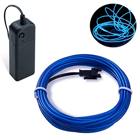 COVVY Guirlande Lumineuse LED, Neon Flexible Lumineux Décoration à piles pour Fête/Noël/Anniversaire/Soirée/Mariage, 3 Modes Éclairage avec télécommande, Imperméable Pour Intérieur (Bleu, 3M)