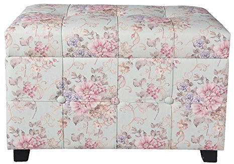 Clayre & Eef 50261 Hocker/Sitzhocker/Truhe/Romantisch Blumenmotiv Rosa/Violet/Grün 61 * 37 * 43 cm