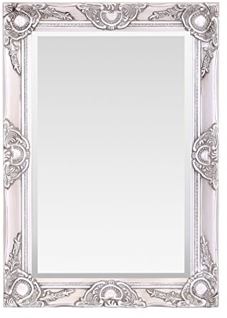 Select Mirrors Espejo de Pared de Madera de Haywood, diseño Vintage francés, Estilo Rococo Barroco, 50 cm x 70 cm, decoración Elegante para el hogar, Plata Antigua, 50 x 70 cm