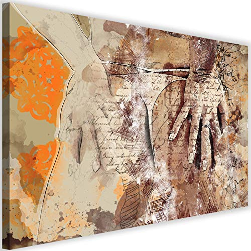 Feeby Leinwandbild XXL Abstraktion Wandbild Kunstdruck Frau Pop art Sexy braun 120x80 cm