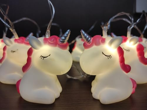 Fantasee 1,5 m 10 LED Einhorn Lichterkette für Mädchen Schlafzimmer batteriebetriebene LED Lichterkette Fantastische Lichter für Zimmer Geburtstag Party Dekoration (Einhorn)