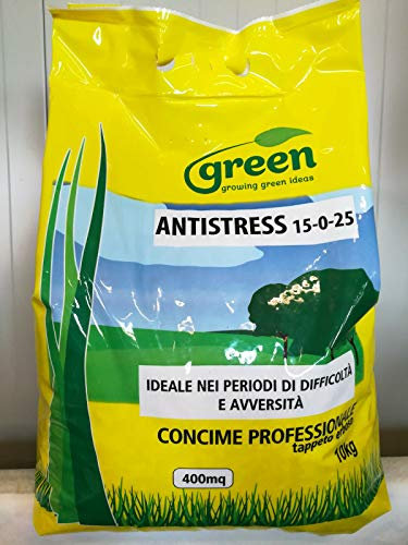 Green Ravenna Concime Fertilizzante nutrimento Prato Tappeto erboso Antistress 15-0-25 kg 10