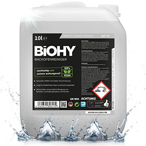 BiOHY Backofenreiniger Hochkonzentrat (10 Liter Kanister) | Bio Reiniger & Fettlöser | EXTRA STARK | löst hartnäckige Verkrustungen & Fett| für Backöfen & Mikrowellen | effektive Ofenreinigung