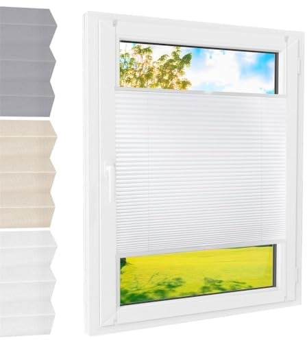 Plissee Klemmfix [Weiß, 40x100 cm] ohne Bohren für Tür & Fenster | Faltrollo mit einfacher Montage/Bietet optimalen Sichtschutz und Privatsphäre, idealer Sonnenschutz