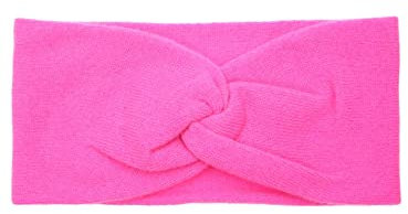 Zwillingsherz Stirnband aus 100% Kaschmir - Hochwertiges Strick-Kopfband im Uni Design für Damen Frauen - Wolle - Haarband - warm und weich für Frühjahr Herbst und Winter - pink-