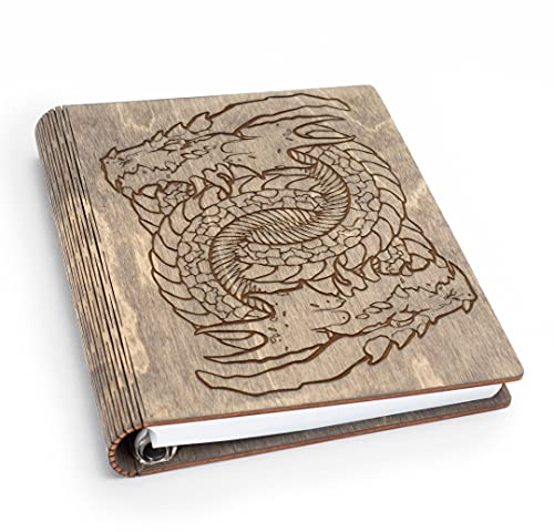 SMONEX Blanko Notizbuch - Leeres Raster & liniertes Tagebuch für Spielnotizen, Verfolgung, Zeichnen und Mehr - Zubehörgrundausstattung für DnD - Drachen-Gravur